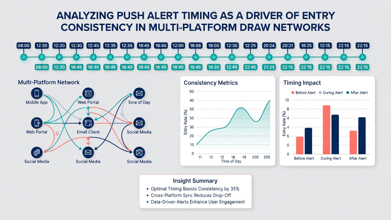 Multi-platform notification timing dashboard with consistency metrics and regional data overlays