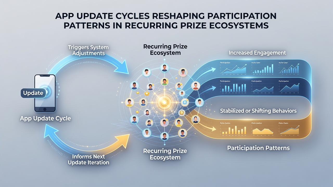 Graph illustrating participation fluctuations after app updates in prize ecosystems
