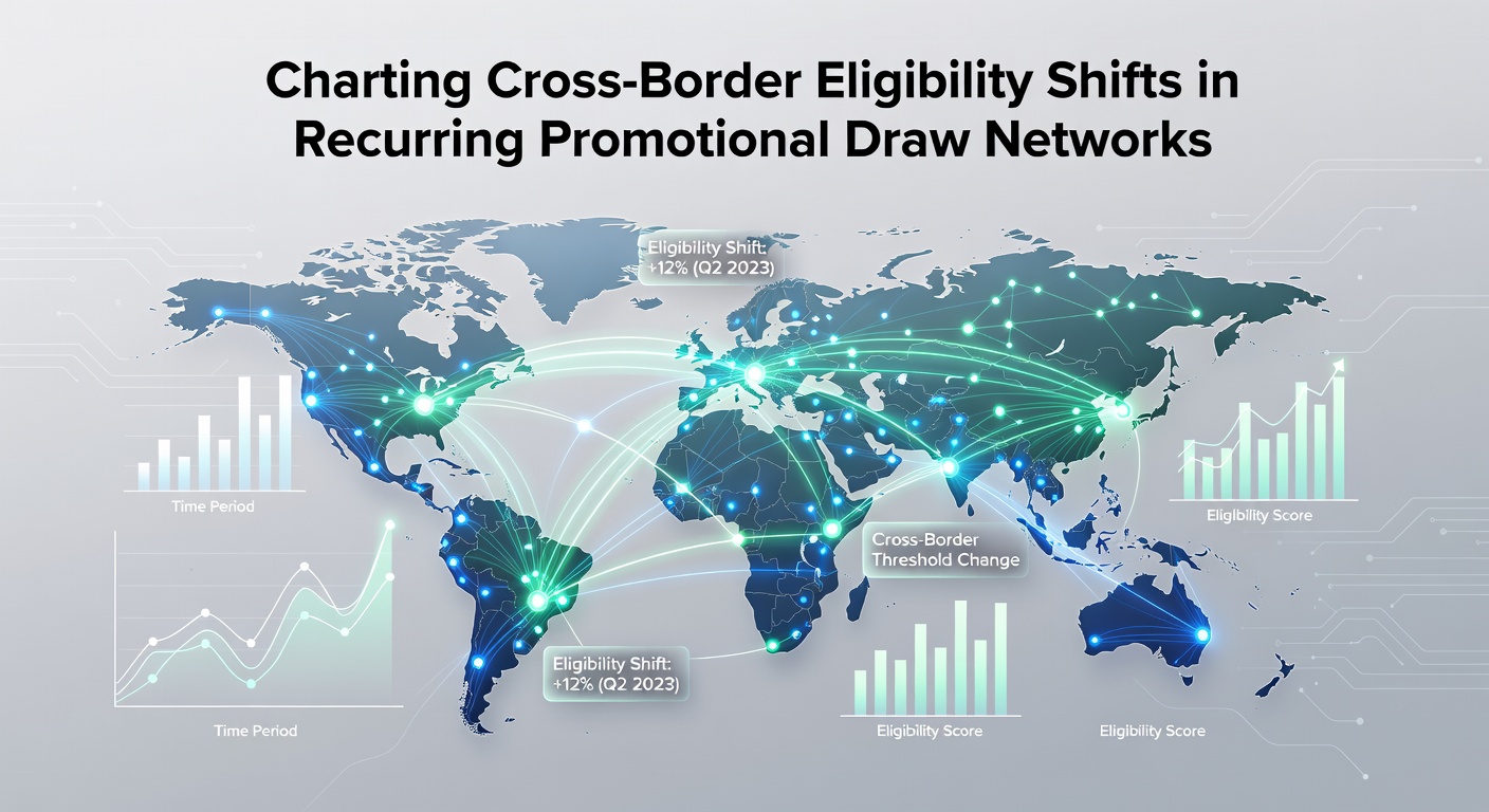 Network diagram showing eligibility pathways across international borders for promotional draws