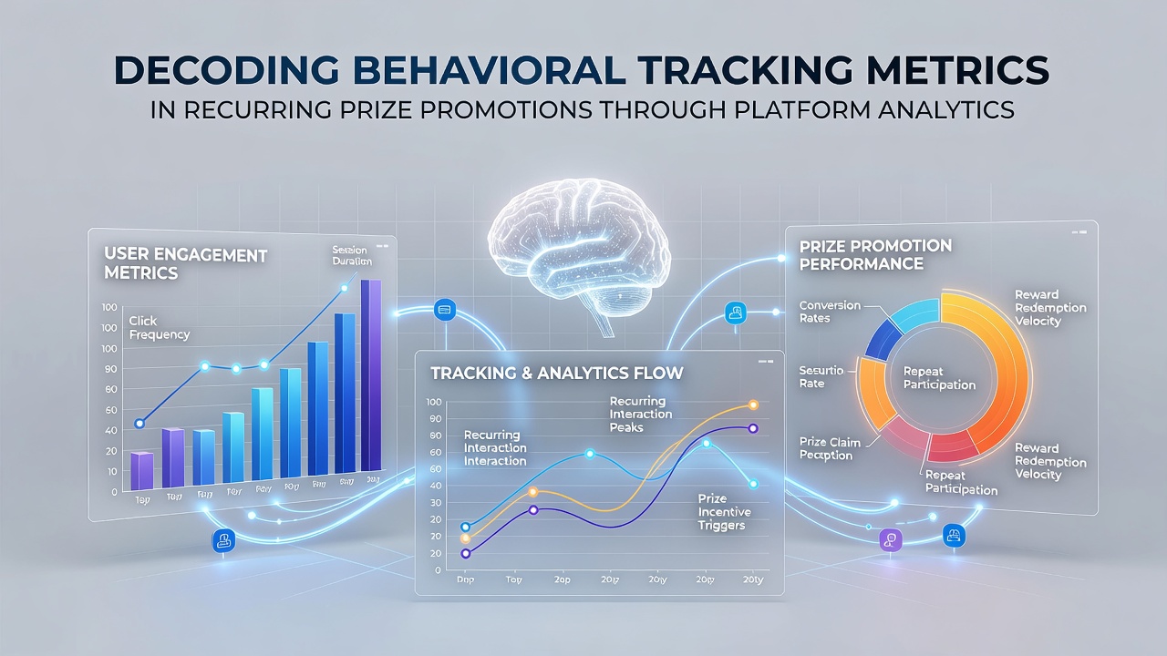 Platform dashboard displaying behavioral tracking metrics for recurring prize promotions including entry frequency and engagement patterns