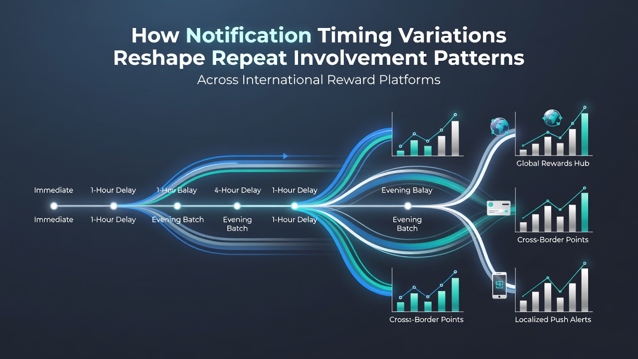 Global reward platform dashboard showing notification timing analytics across multiple regions and user engagement metrics