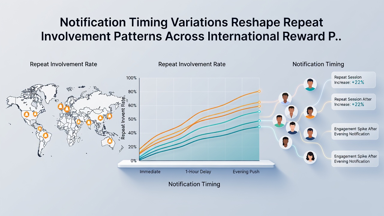 Infographic illustrating how delayed versus instant notifications affect user return rates on global contest platforms