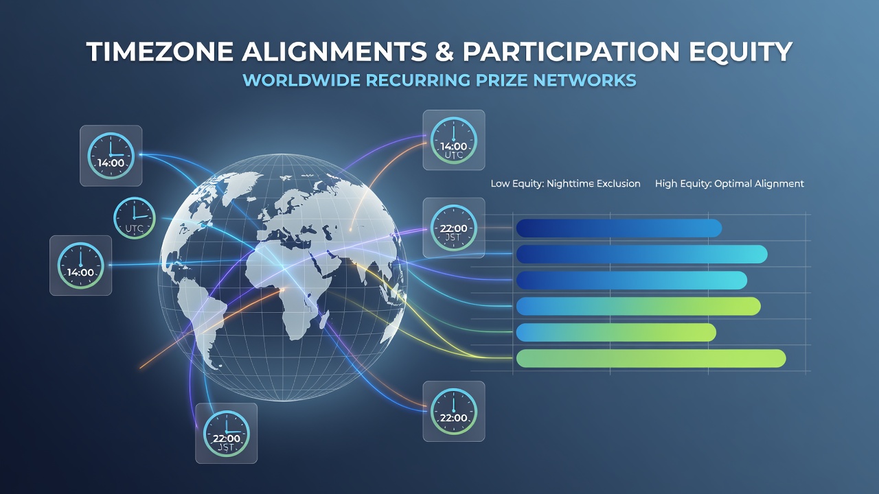 Global map illustrating timezone divisions and their impact on contest entry windows across continents