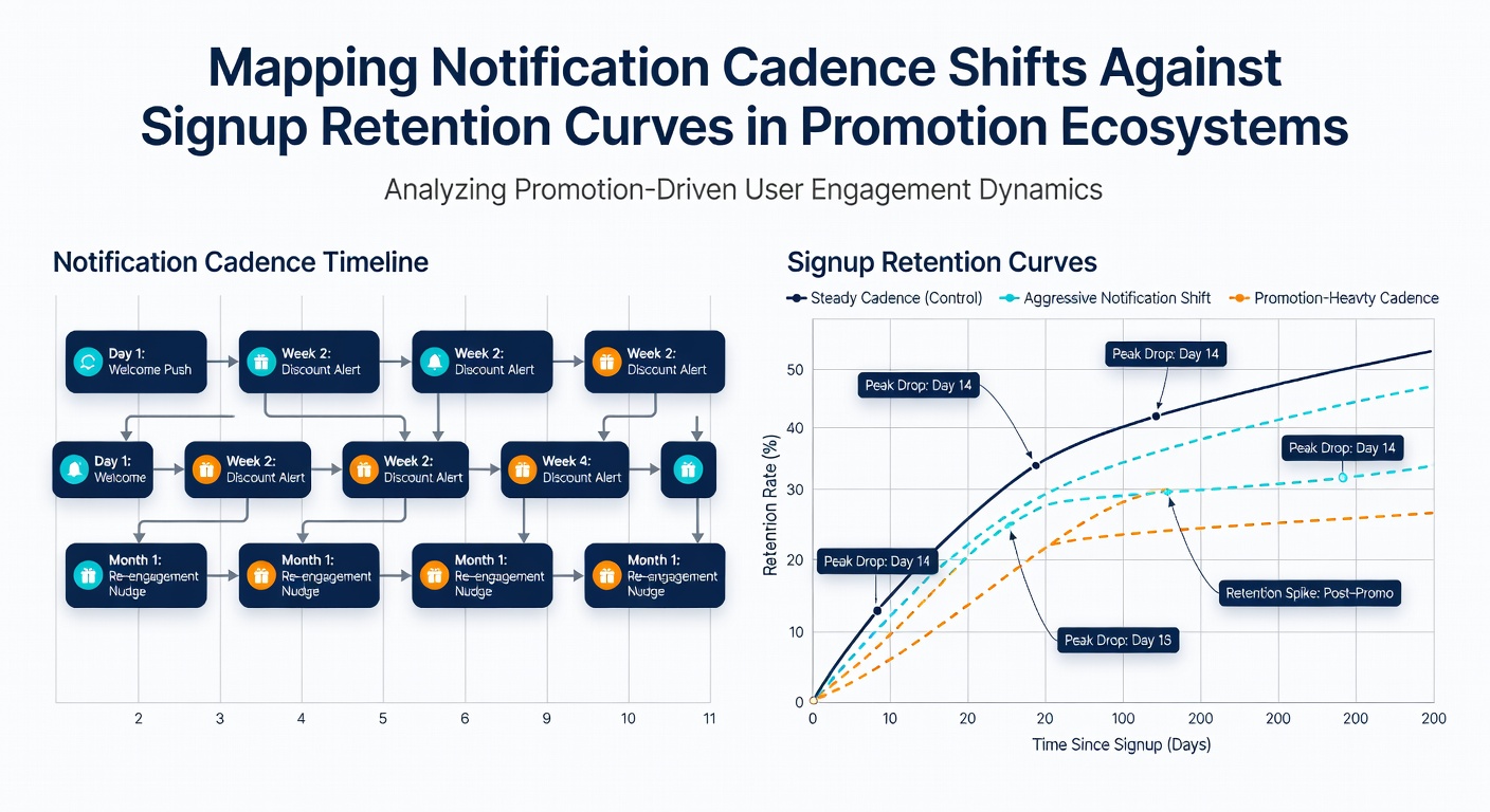 Detailed chart illustrating retention curve variations following notification timing adjustments in promotional campaigns