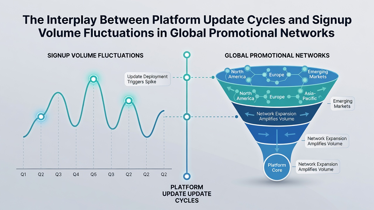 Dashboard metrics illustrating signup fluctuations following a major platform update in promotional networks