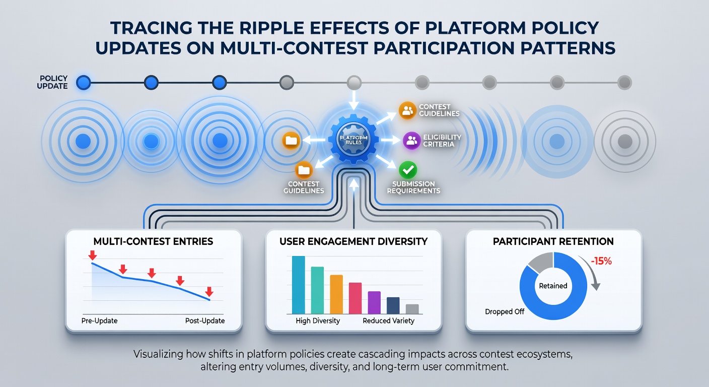 Chart displaying shifts in multi-contest entry volumes following major platform policy revisions between 2024 and 2026