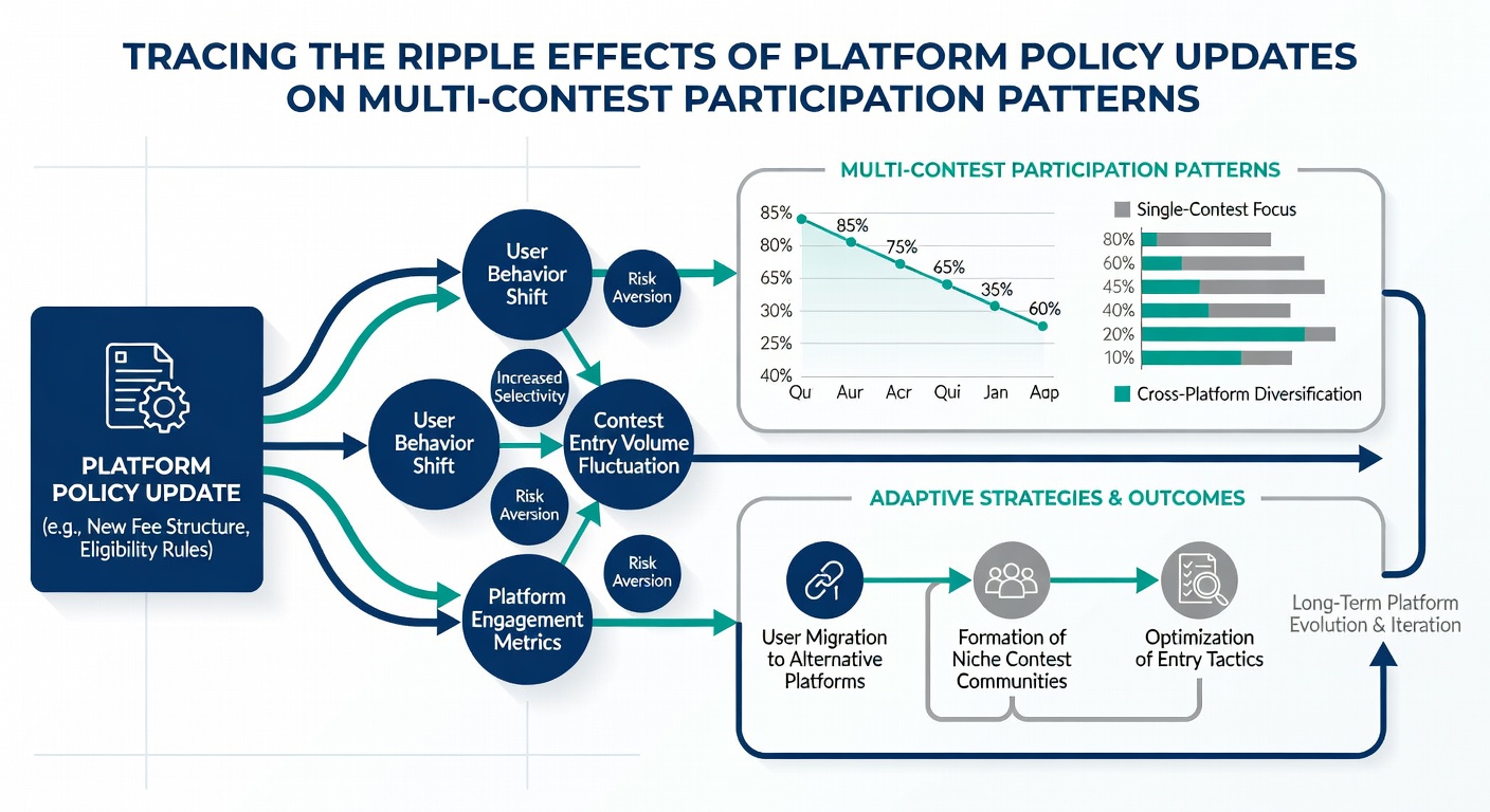 Infographic illustrating participant migration between contest platforms after eligibility and verification policy changes